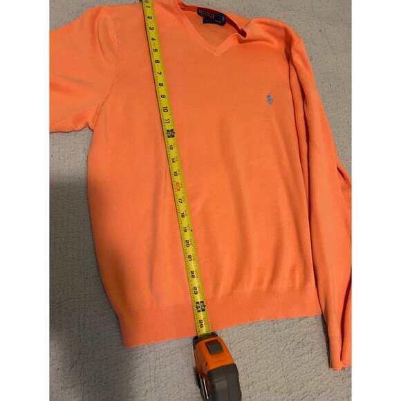 Polo Ralph Lauren Sweater Men XL Orange Pima Cotton V Neck Knit Lightweight/Prep - Picture 9 of 11
